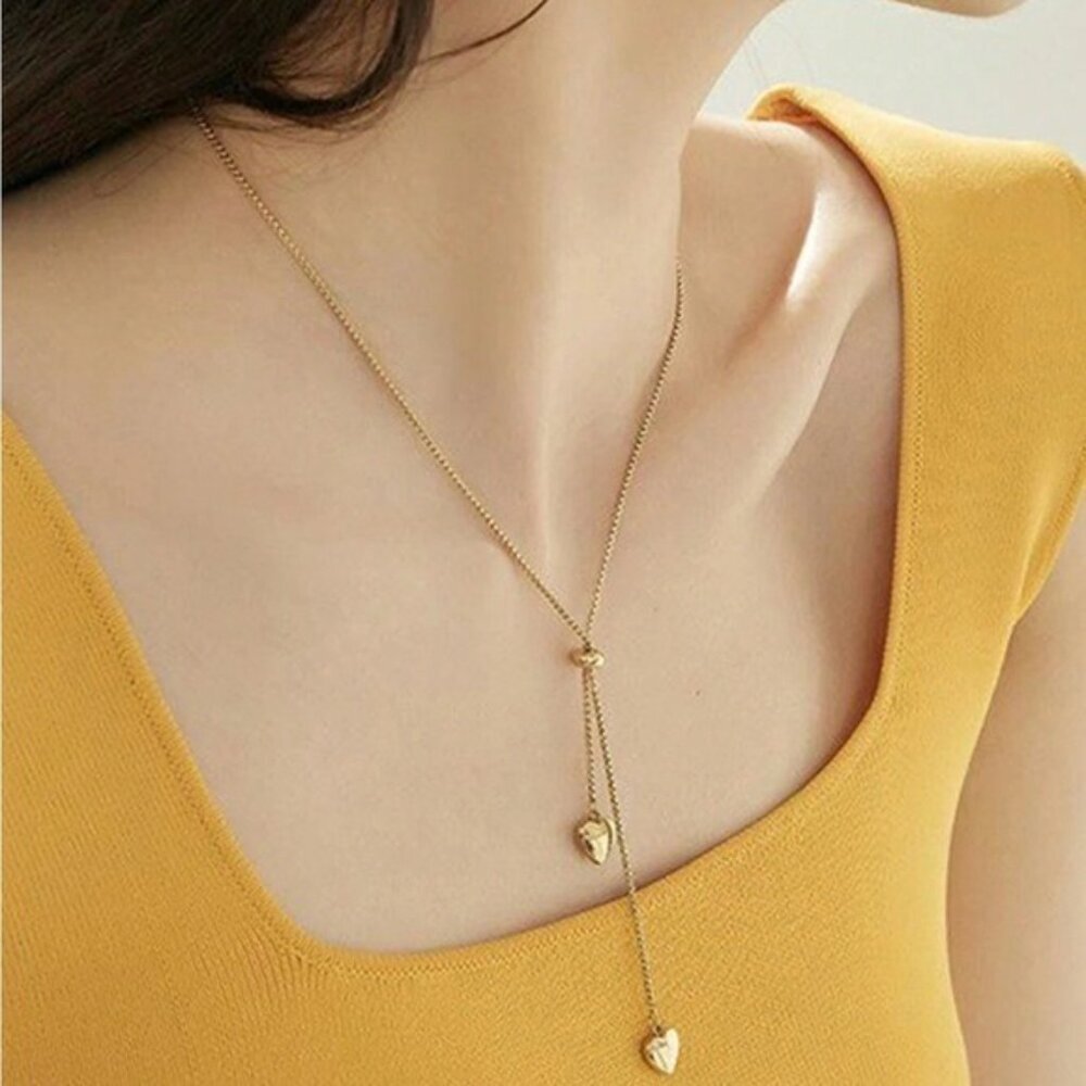 18k Gold Plated Stainless Steel Heart Pendant Necklace